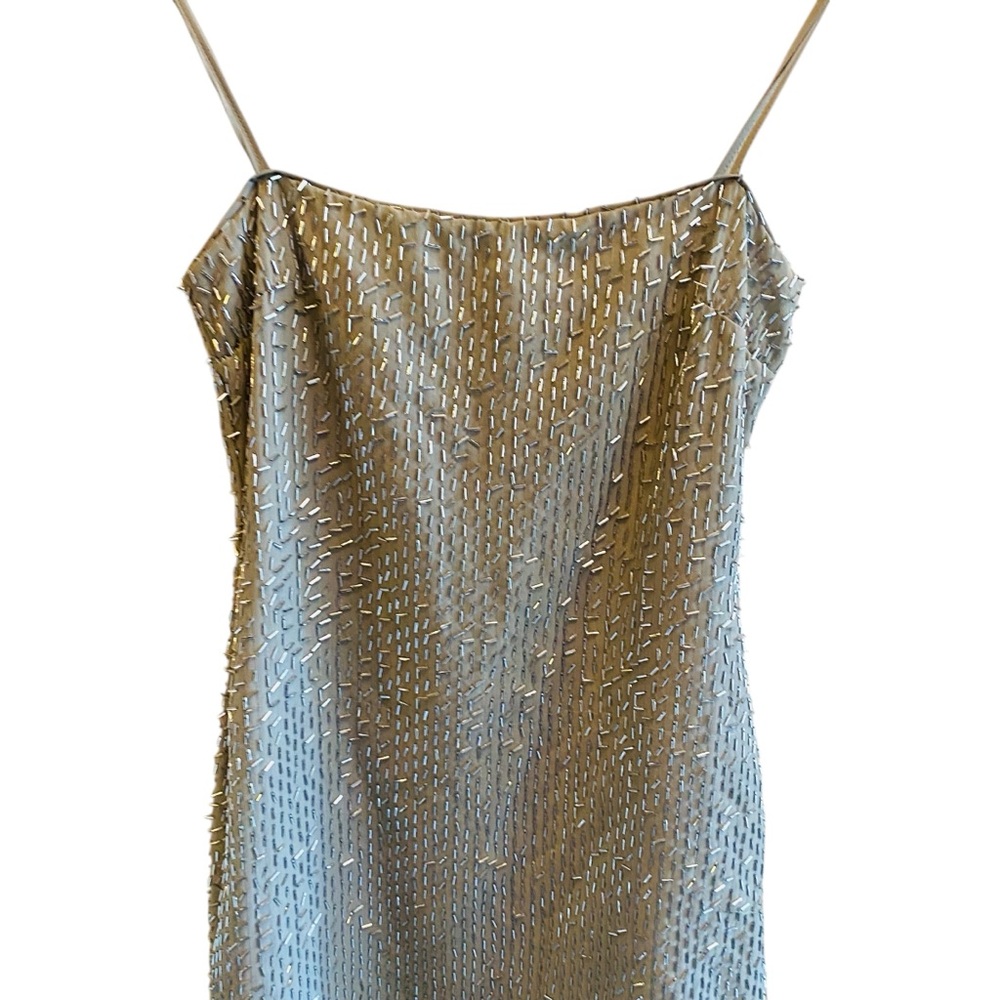 Zara NWT Silver Beaded Mini Dress Indie Sleeze - Picture 8 of 11